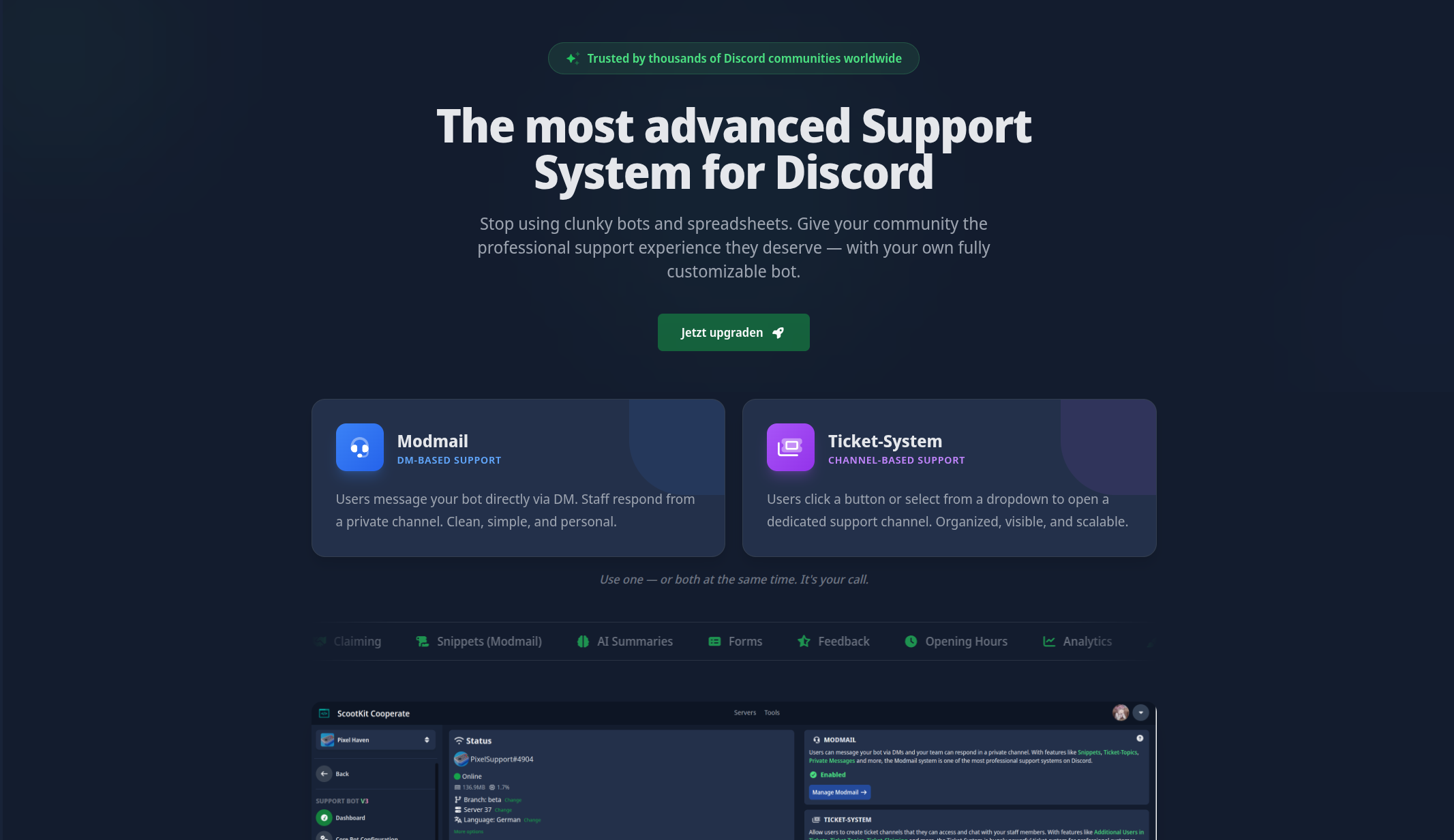 Support Bot Ticket Interface Screenshot